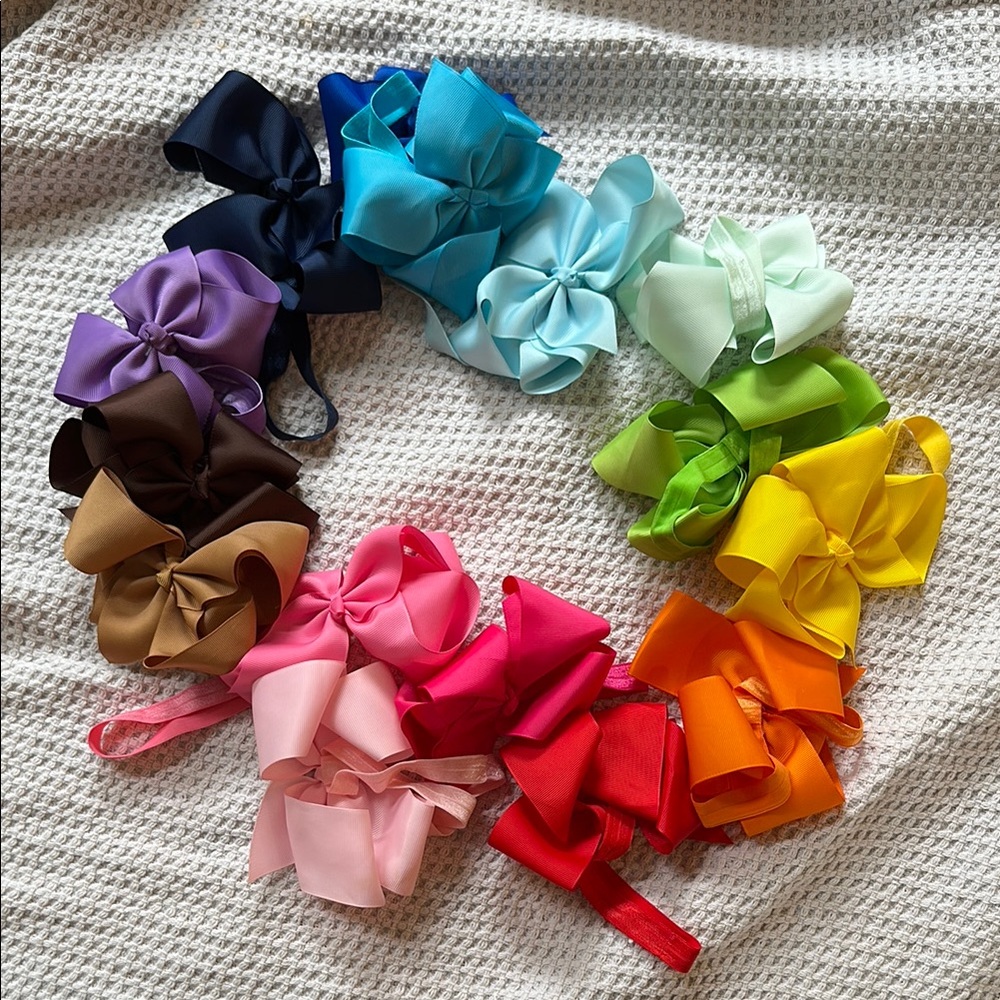 15 Assorted Colorful Kids Hair Bow Set head band